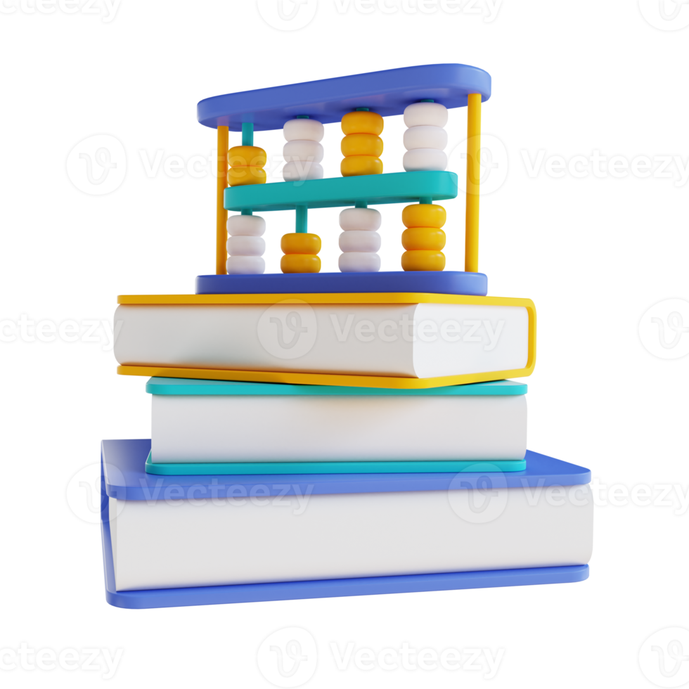 3D illustration book and abacus png