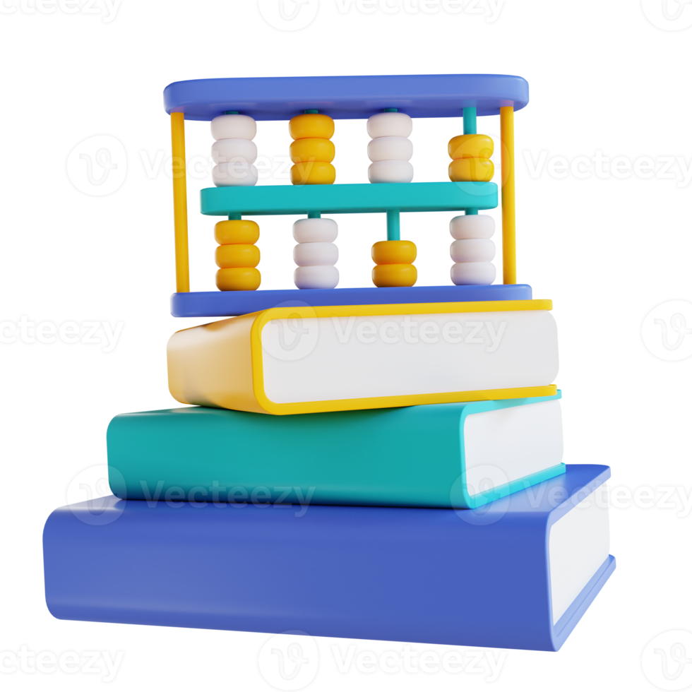 3D illustration book and abacus png