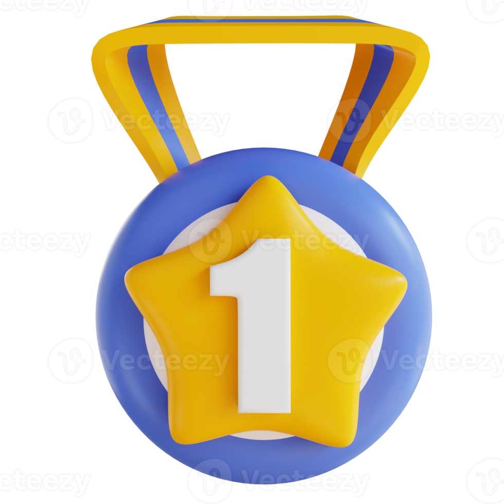 3D illustration number one award medal png