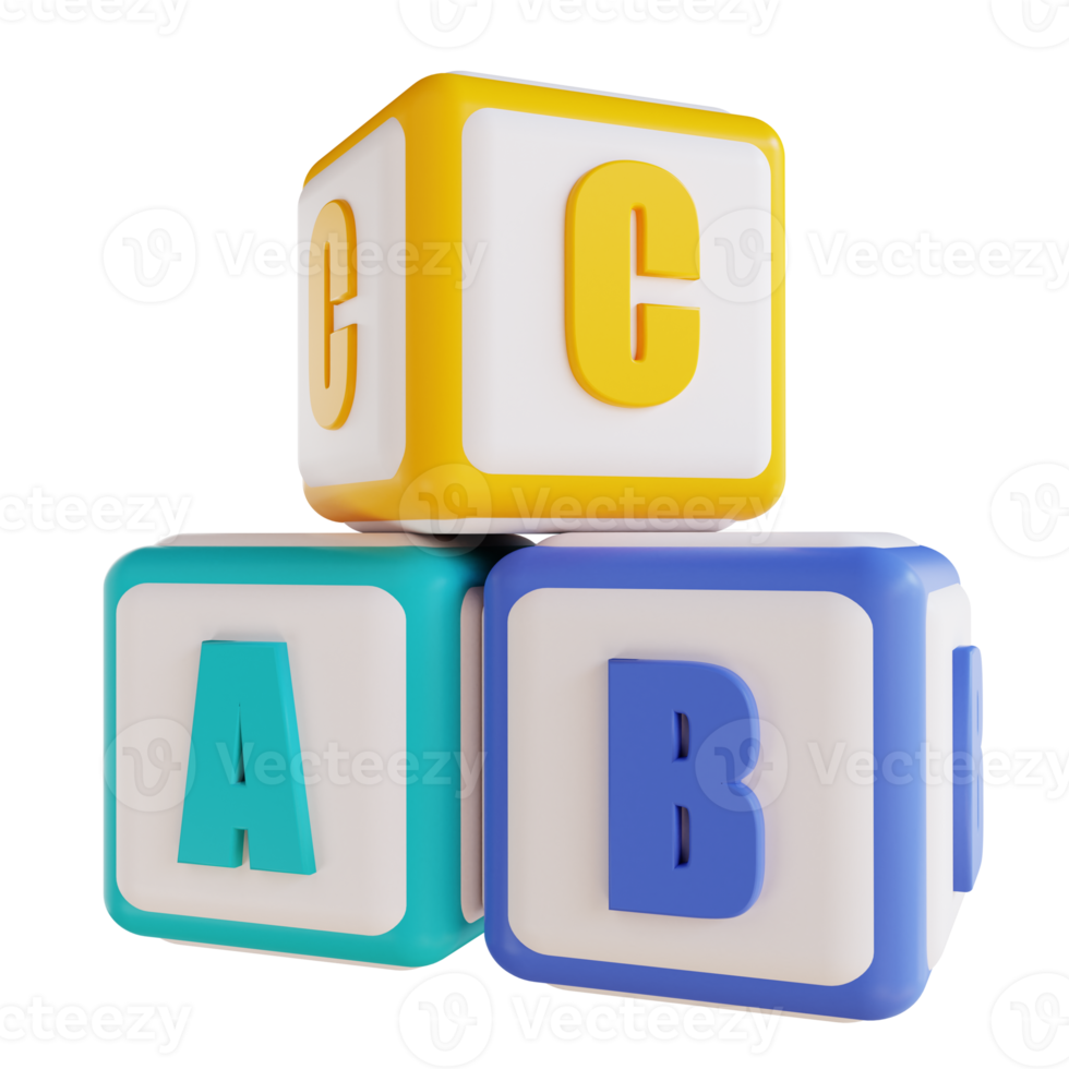 3D illustration cube ABC png