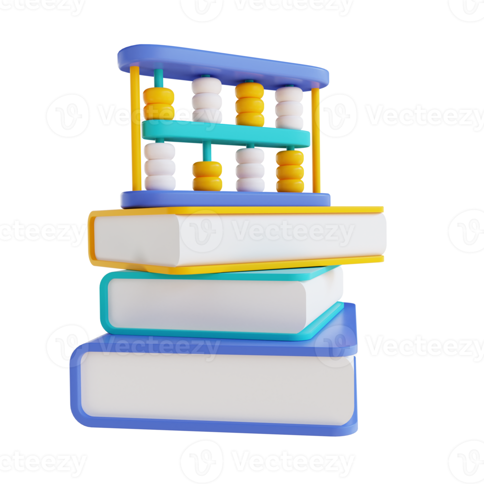 3D illustration book and abacus png