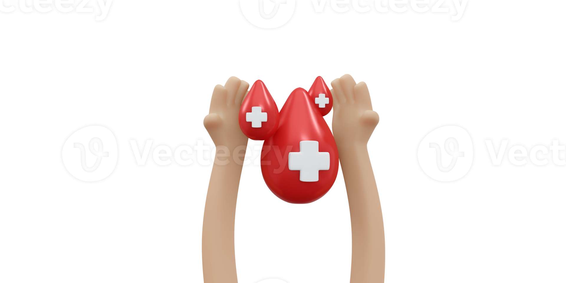 3D-weergave van de hand met bloeddruppelconcept van bloedorgaandonatie png