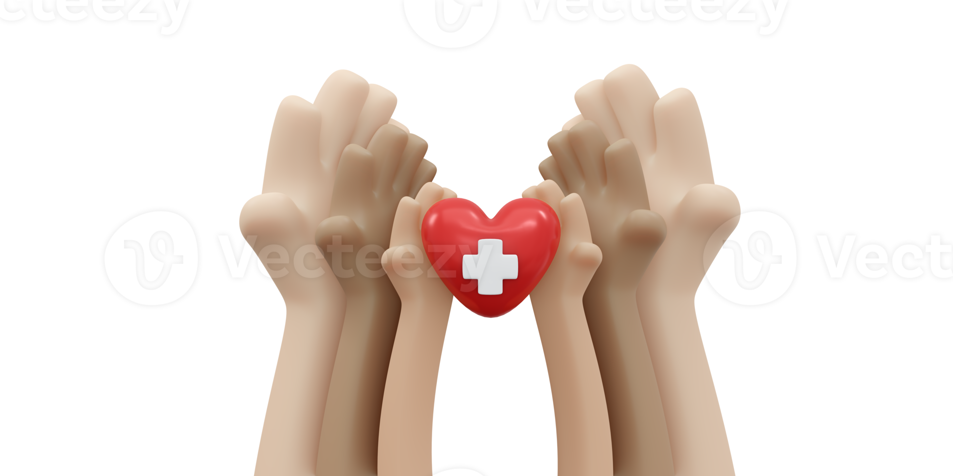 Rendering 3d del concetto di cuore che tiene la mano della donazione di organi sanguigni png