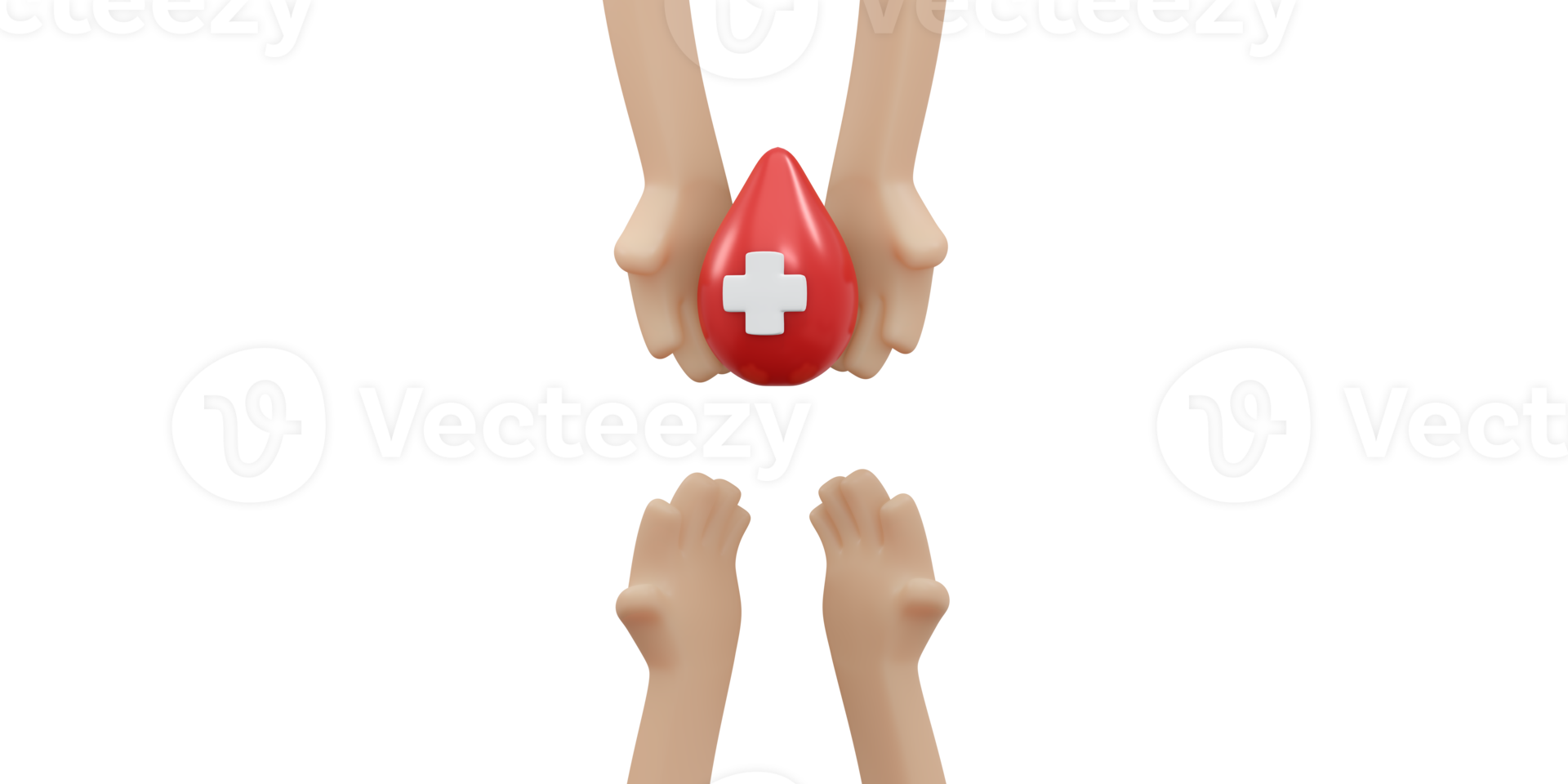 3D rendering of hand holding blod drop concept of blood organ donation png