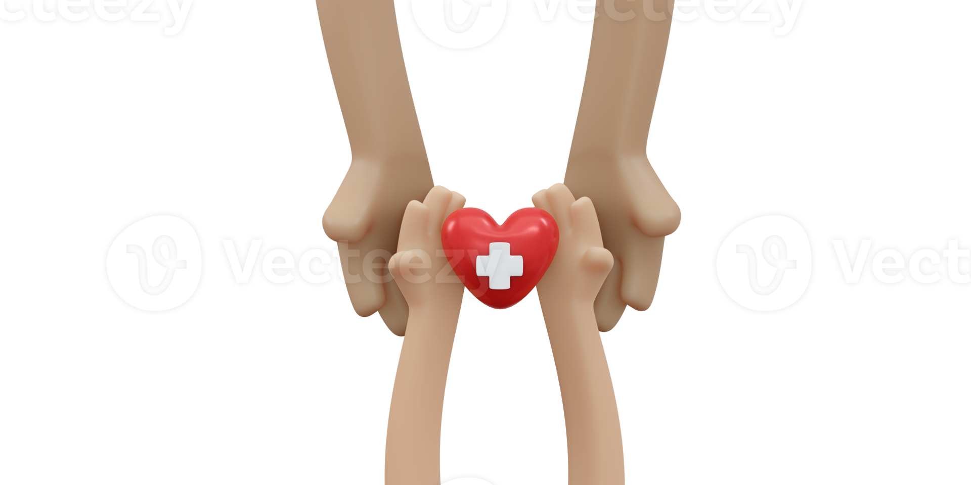 3D rendering of hand holding heart concept of blood organ donation png