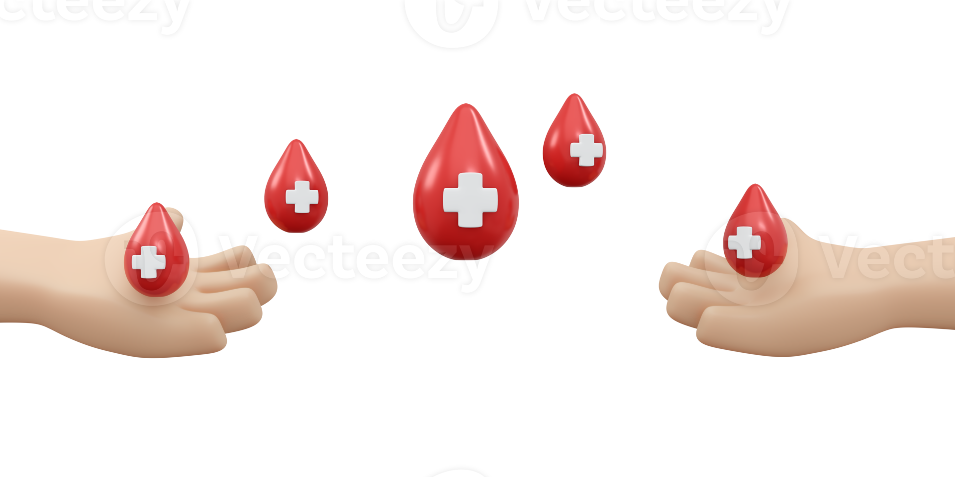 3D rendering of hand holding blod drop concept of blood organ donation png