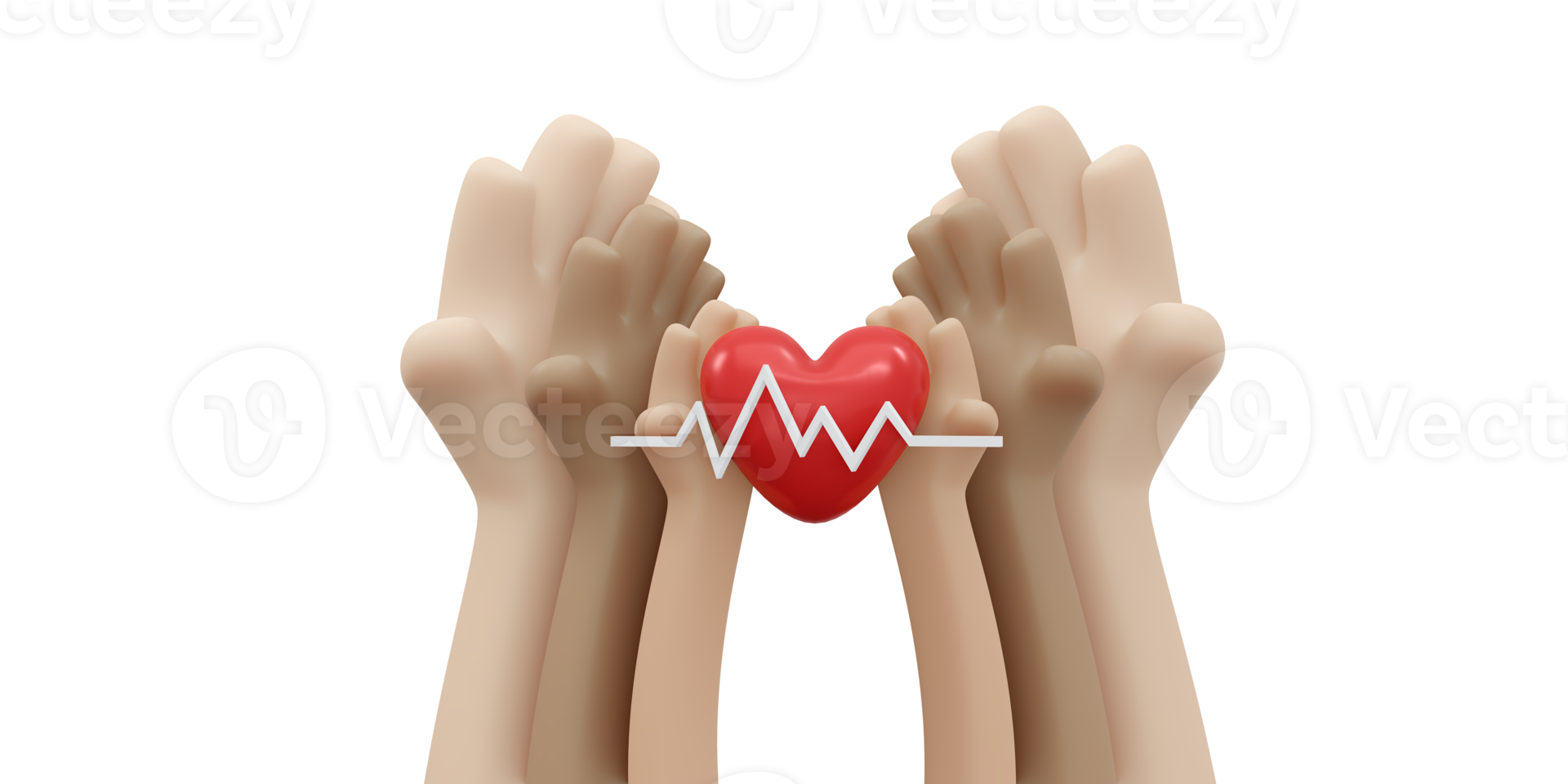 3D rendering of hand holding heart concept of blood organ donation png