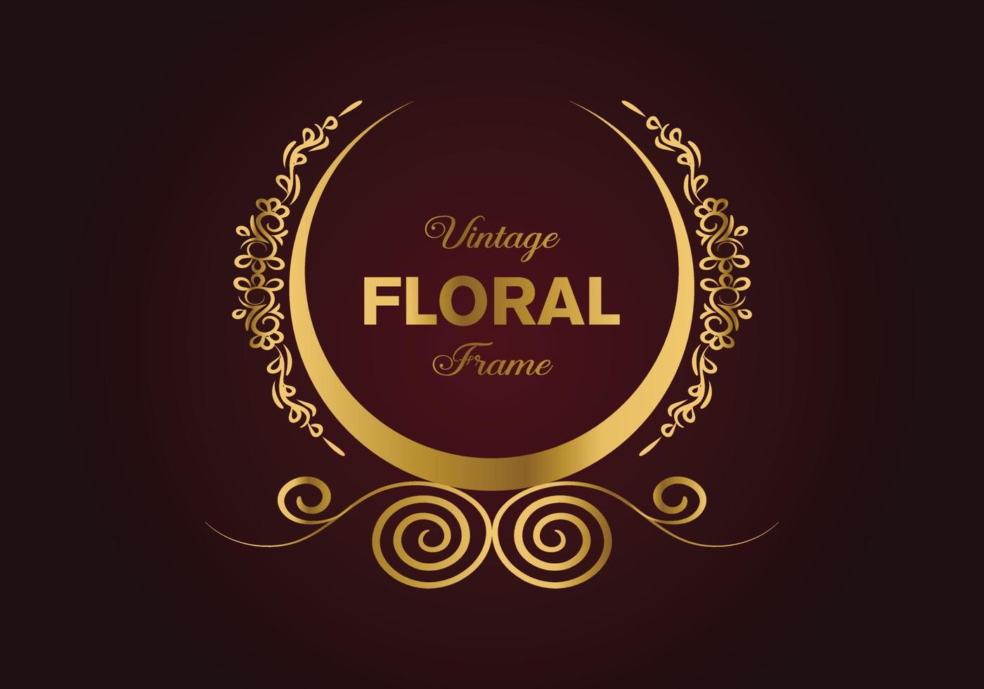 hermoso diseño de marco elegante floral dorado circular. ilustración libre. vector