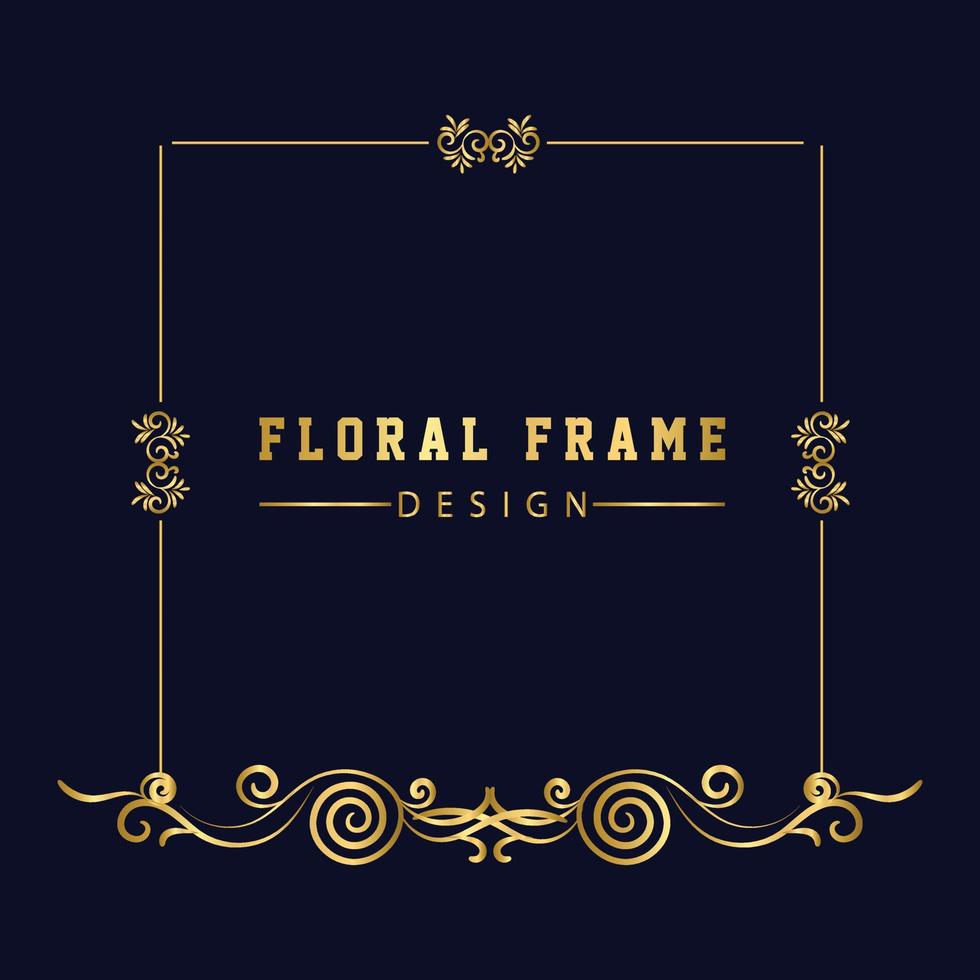 Vintage flourish ornament frame vector gold color for banner, wallpaper, invitation card