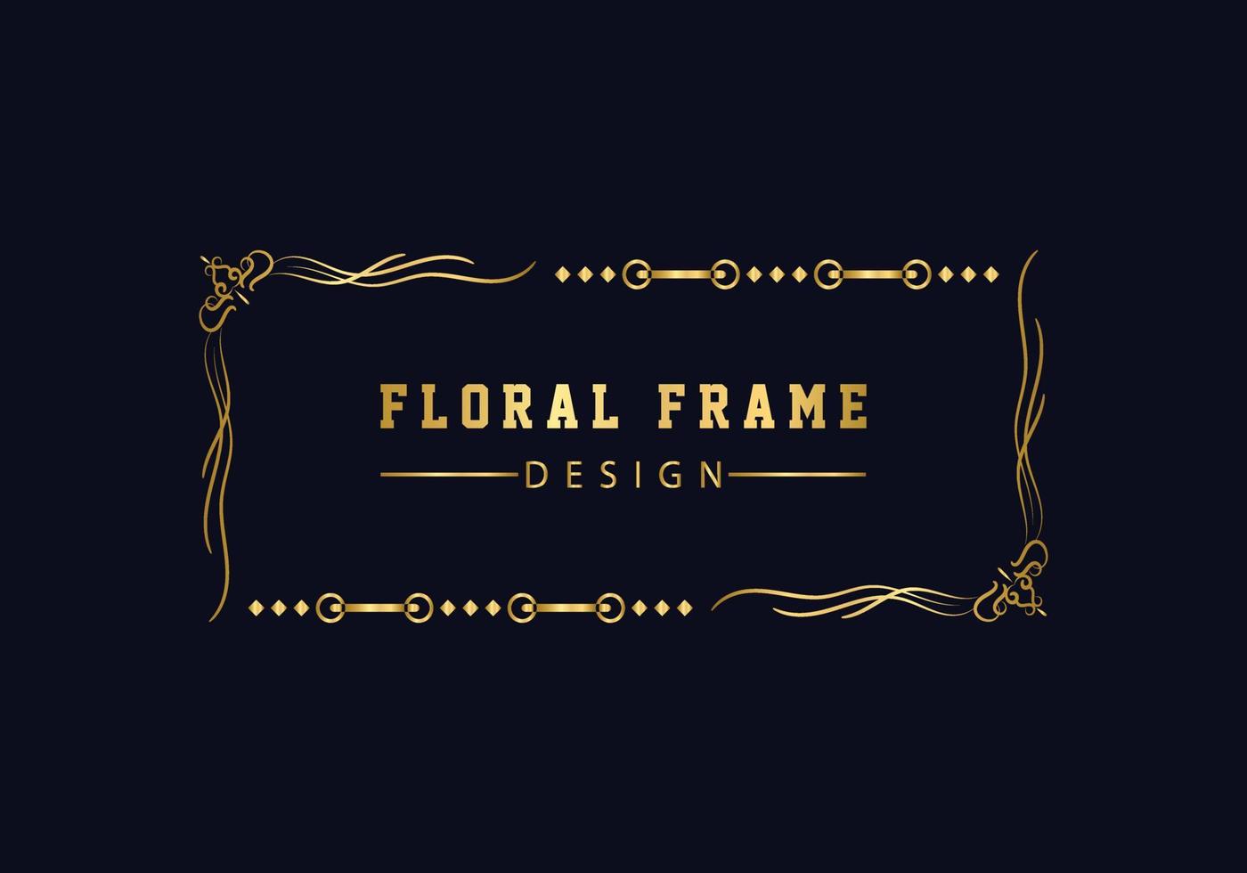 golden decorative floral luxury frame. Floral retro pattern. vector