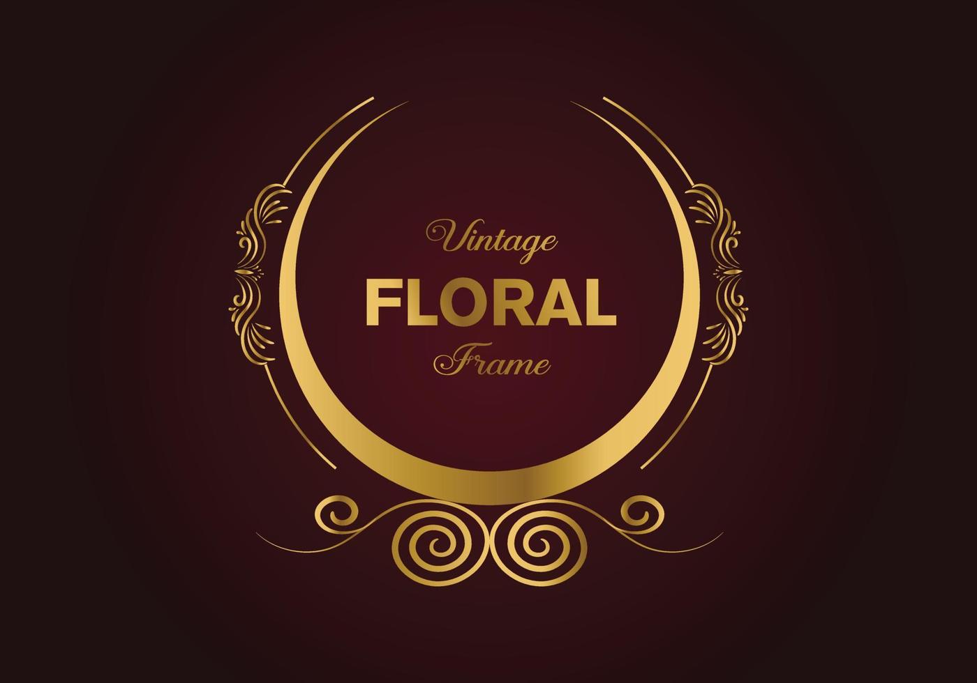 Beautiful circular golden floral stylish frame design. Free Iillustration. vector