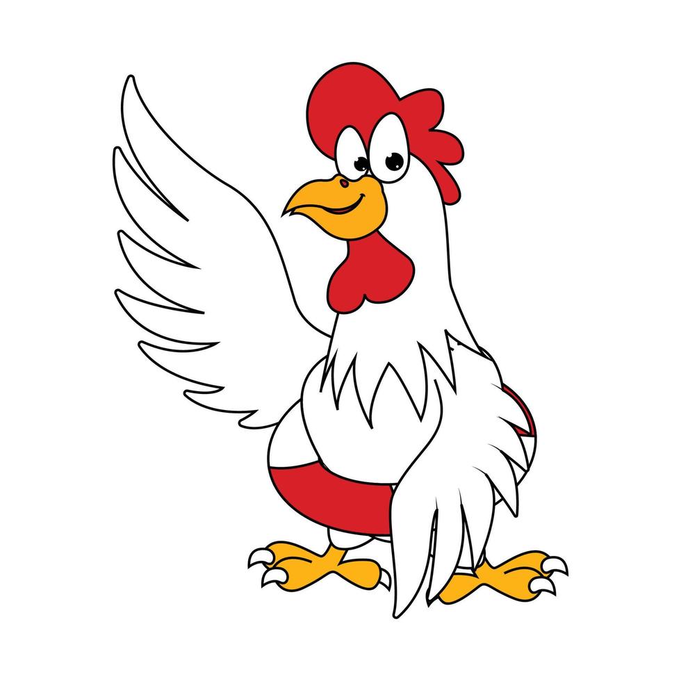 lindo, gallo, animal, caricatura vector