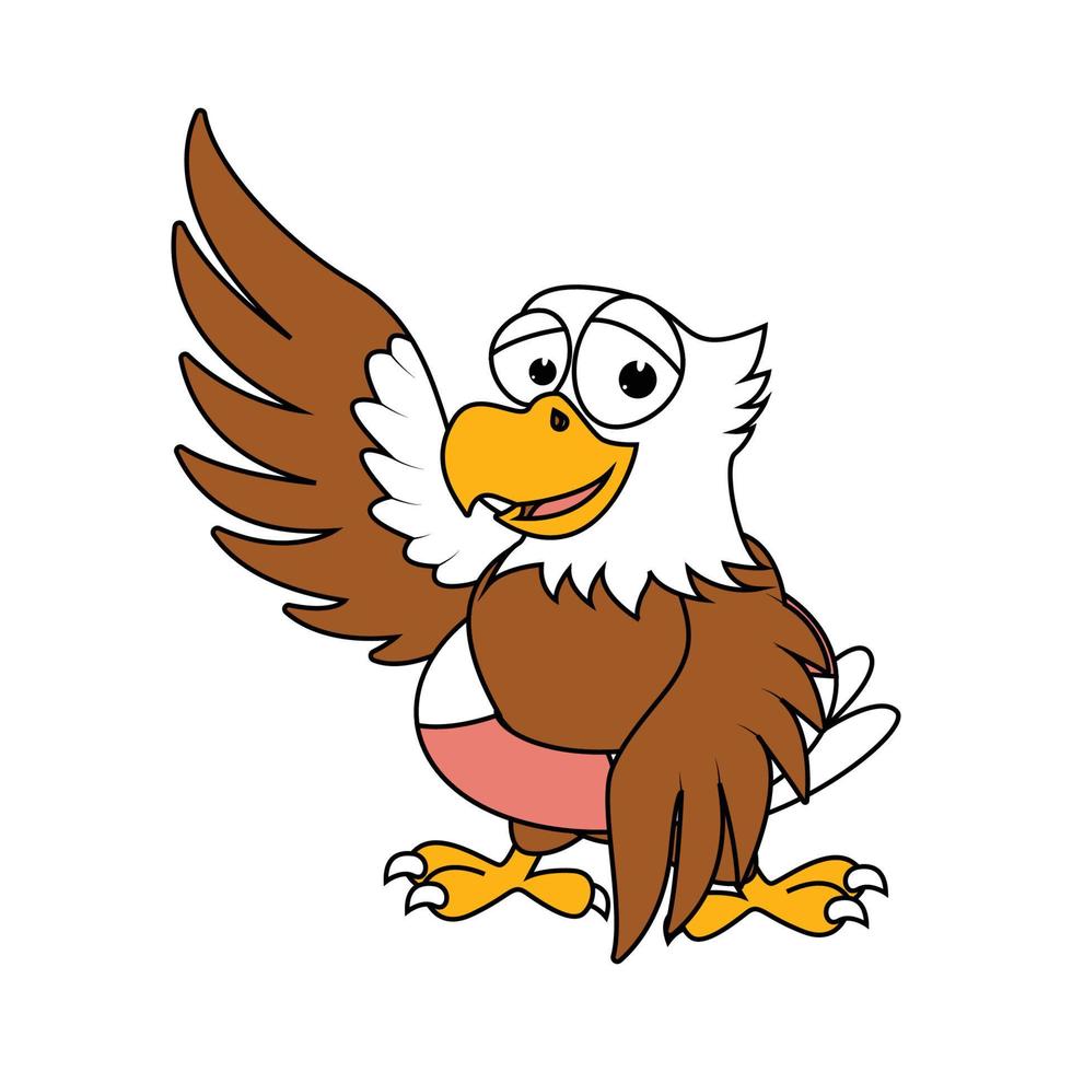 lindo, águila, animal, caricatura vector