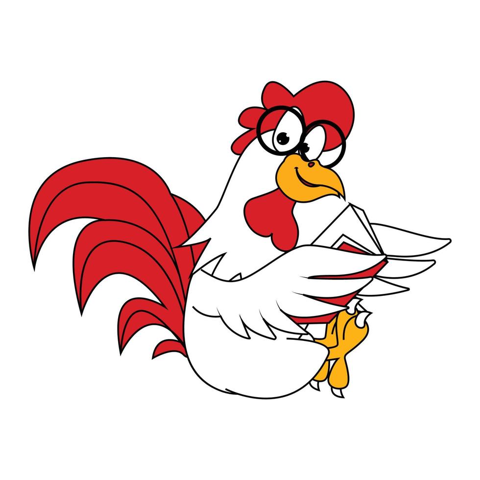 cute rooster animal cartoon vector
