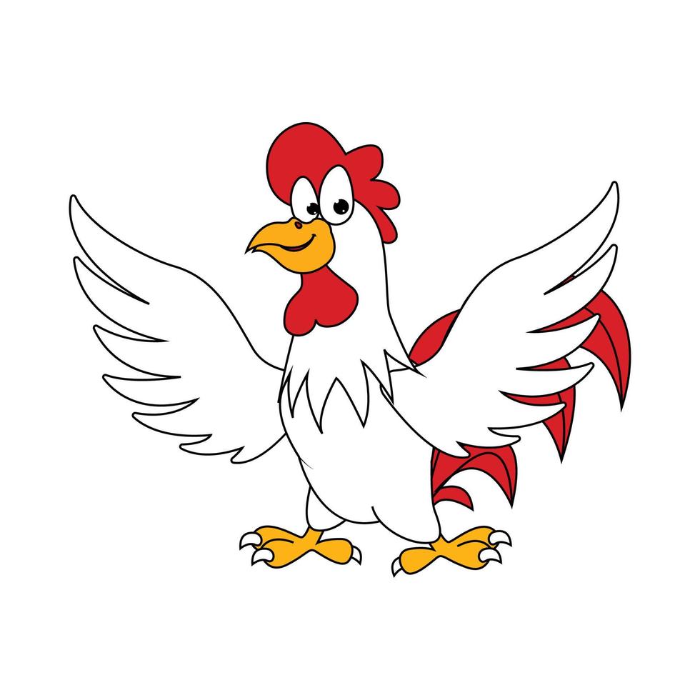 cute rooster animal cartoon vector