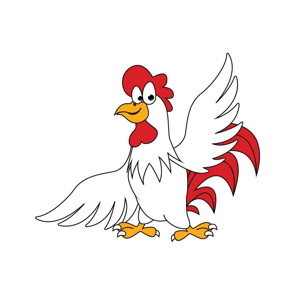 lindo, gallo, animal, caricatura vector