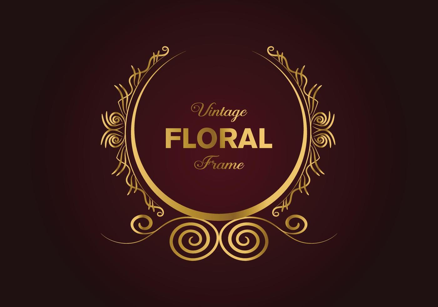 hermoso diseño de marco elegante floral dorado circular. ilustración libre. vector