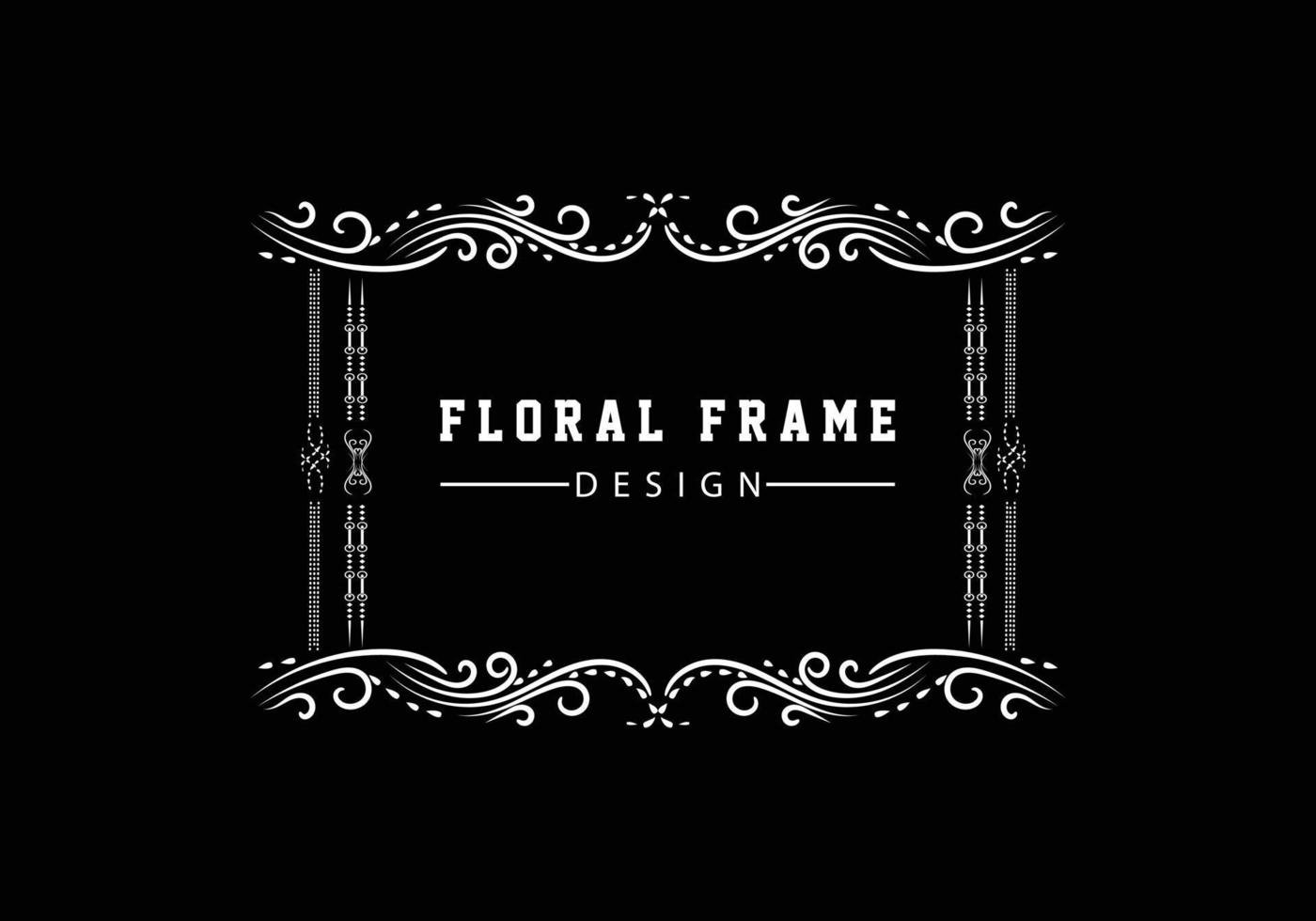 Elegant decorative black floral frame design free vector
