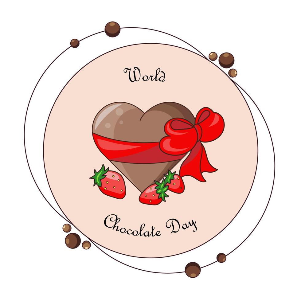 chocolate heart with bow vector