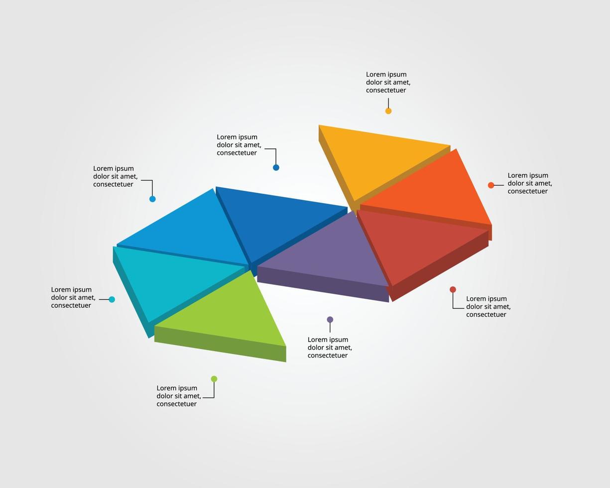 triangle chart template for infographic for presentation for 8 element vector