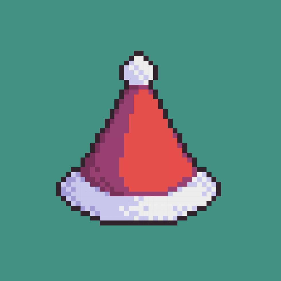 Fully editable pixel art vector illustration chrismas hat for game development, graphic design, poster and art.