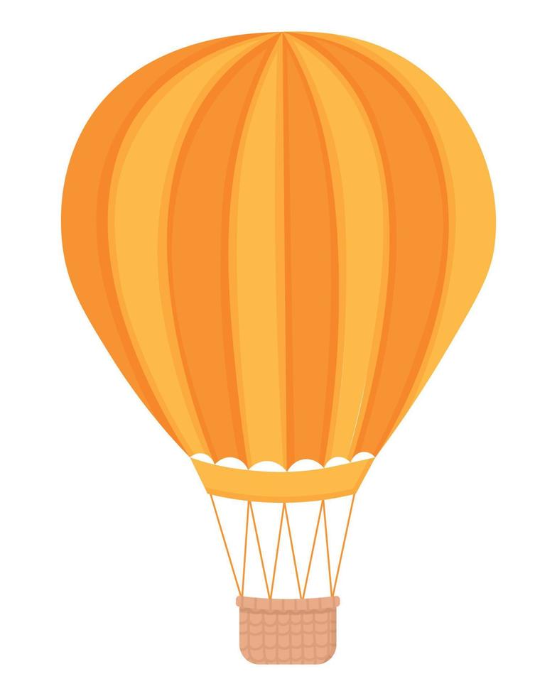 Large balloon with a basket for flights. Doodle flat clipart. All objects are repainted. vector