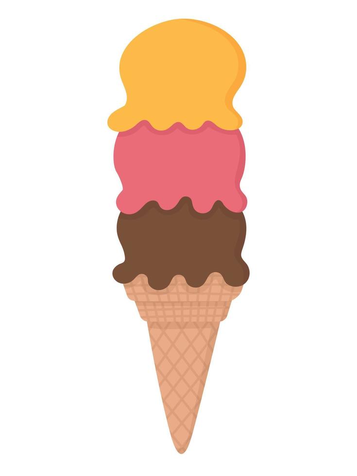 Bright pattern of ice cream. Flat doodle clipart. All objects are repainted. vector