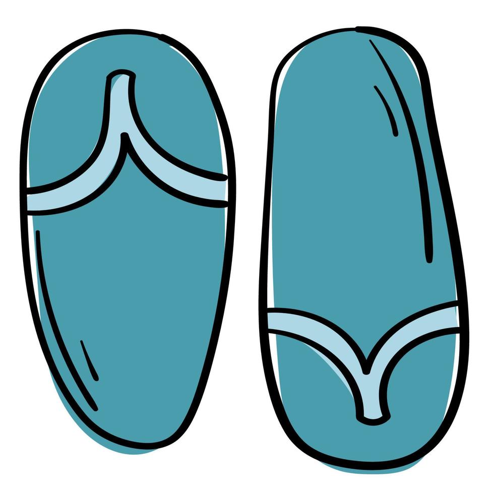 Doodle sticker with funny beach flip flops vector