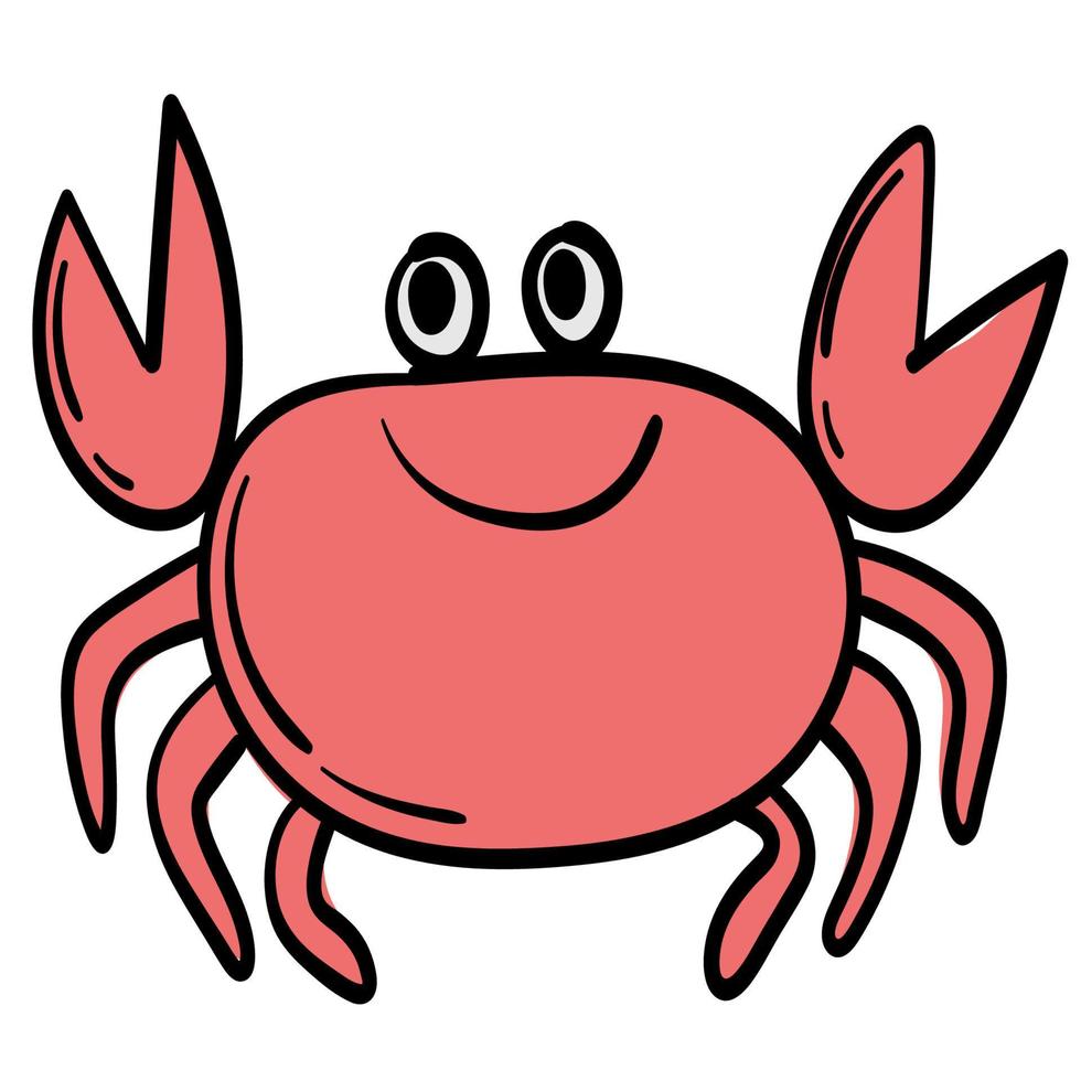 Doodle sticker playful cartoon crab vector