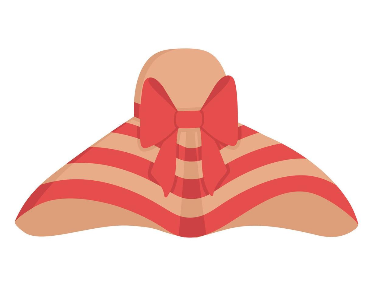 Woven hat for sunbathing on the beach. Doodle flat clipart. All colors are repainted. vector