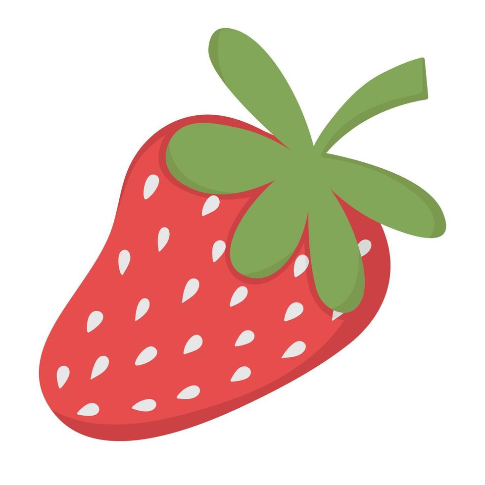 Small vector strawberry. Flat doodle clipart. All objects are repainted.