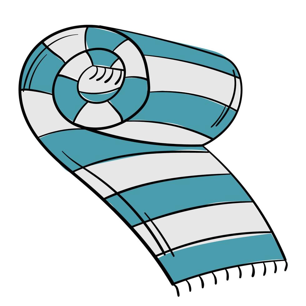 Doodle sticker striped beach towel, plaid vector