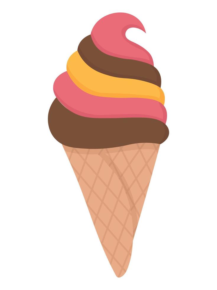 Bright pattern of ice cream. Flat doodle clipart. All objects are repainted. vector