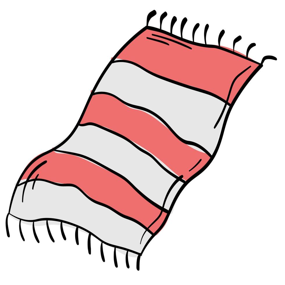Doodle sticker striped beach towel, plaid vector