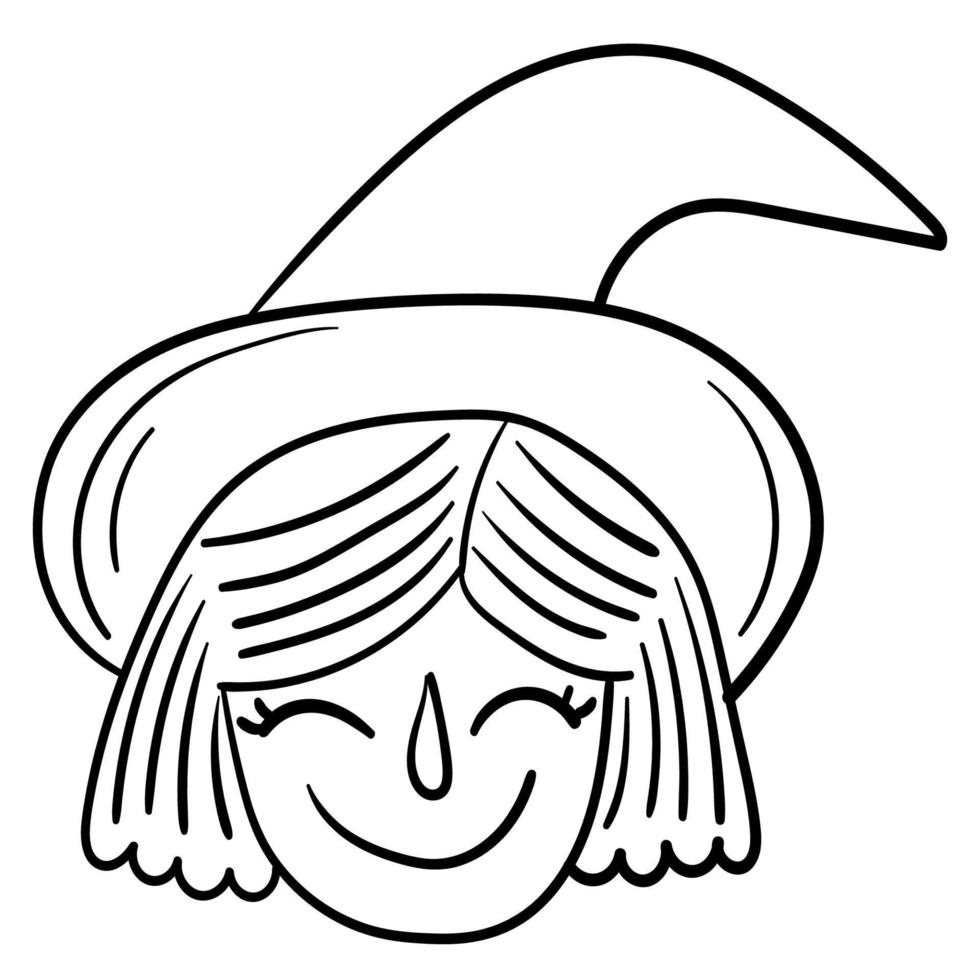 Doodle sticker funny witch with hat vector