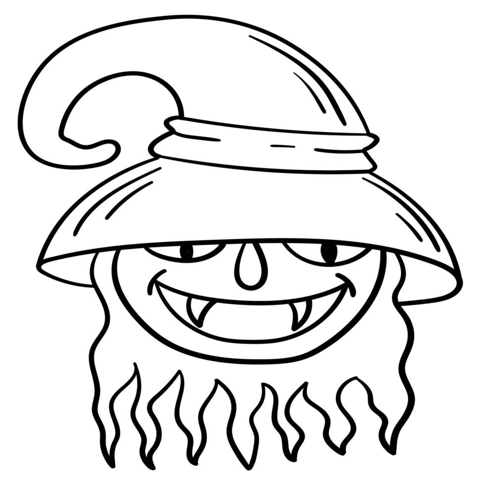 Doodle sticker funny witch with hat vector