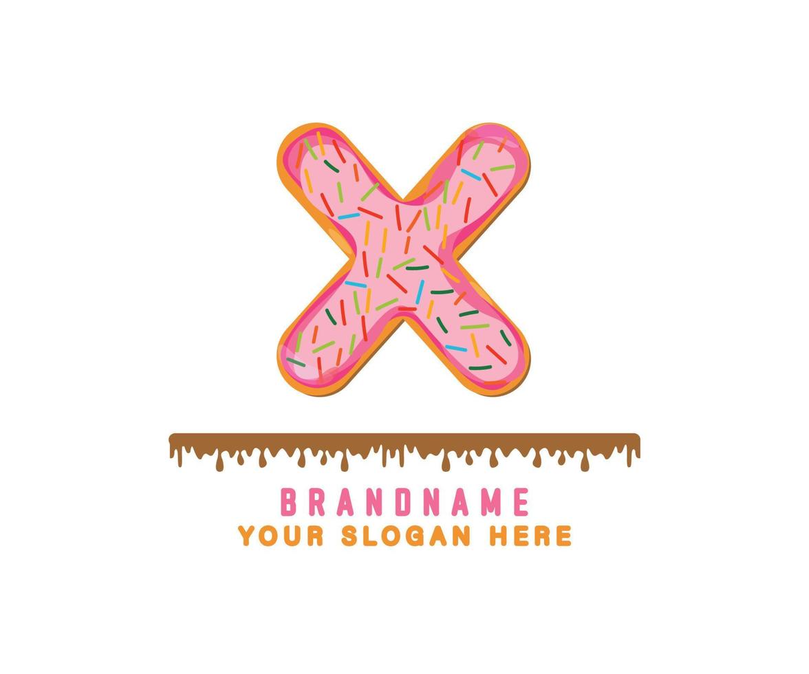 letra x alfabeto con pan de rosquilla rosa el alfabeto es adecuado para logotipos, títulos y encabezados, lindo vector de rosquilla