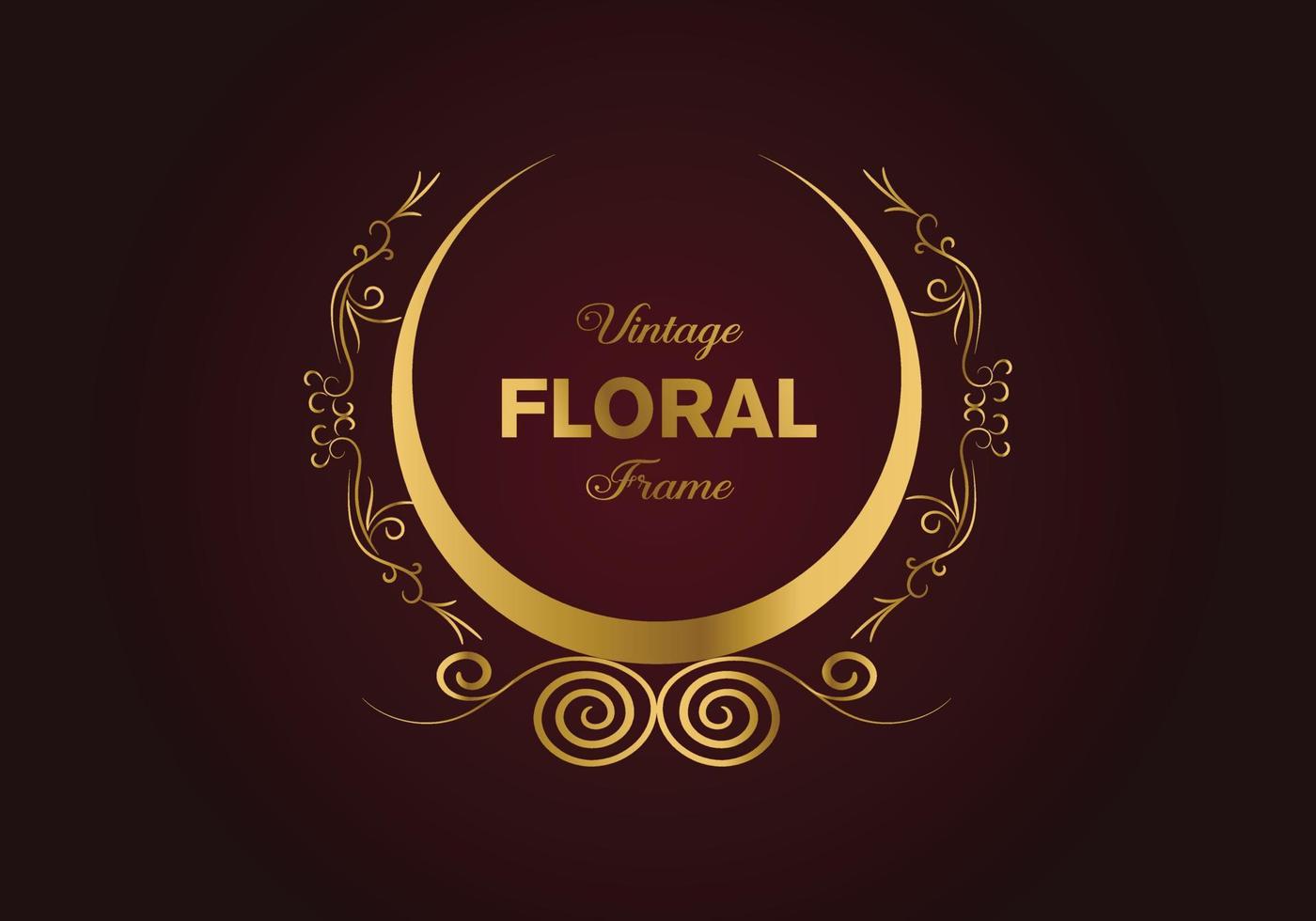 hermoso diseño de marco elegante floral dorado circular. ilustración libre. vector