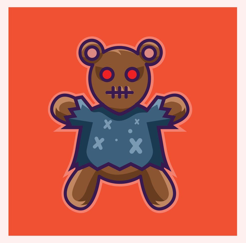 oso de peluche muñeca lindo vector diseño halloween