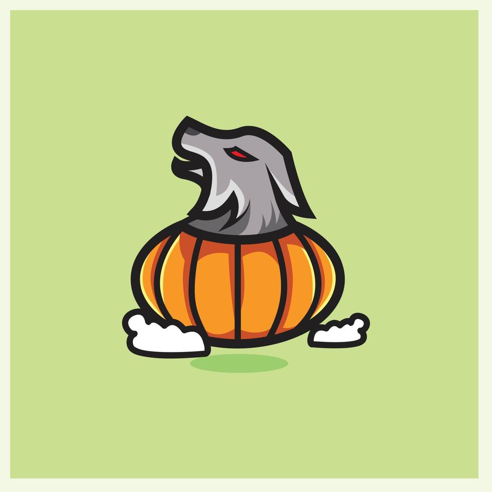 Halloween pumpkin werewolf cute vector