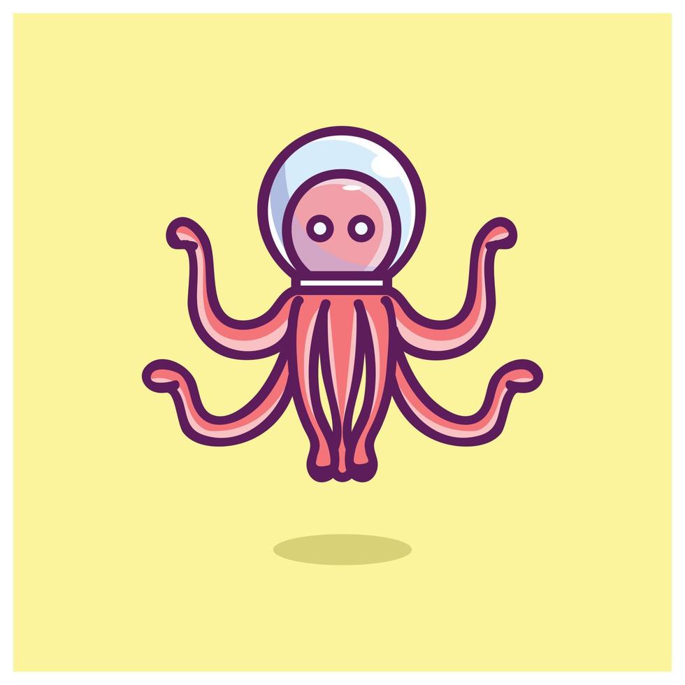 cute octopus air helmet vector character