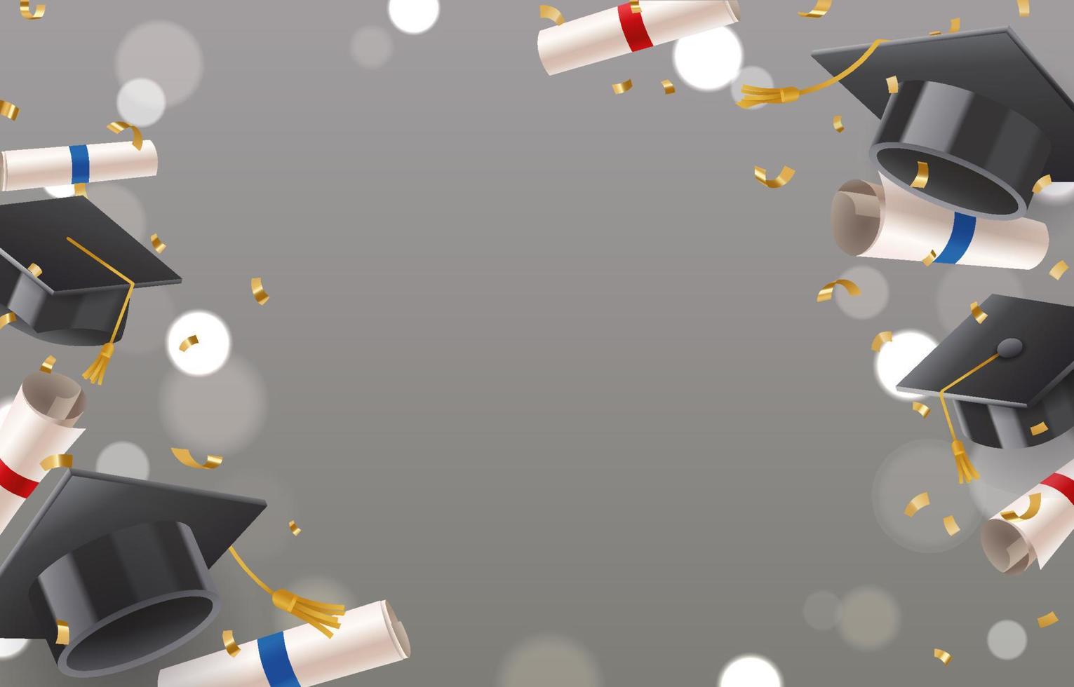 Graduation Cap And Confetti Background vector