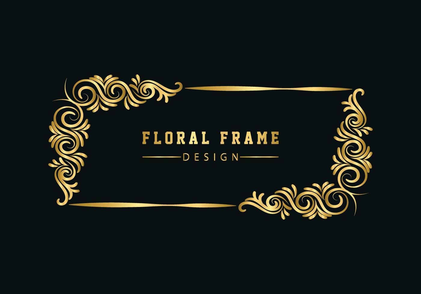 golden decorative floral luxury frame. Floral retro pattern. vector