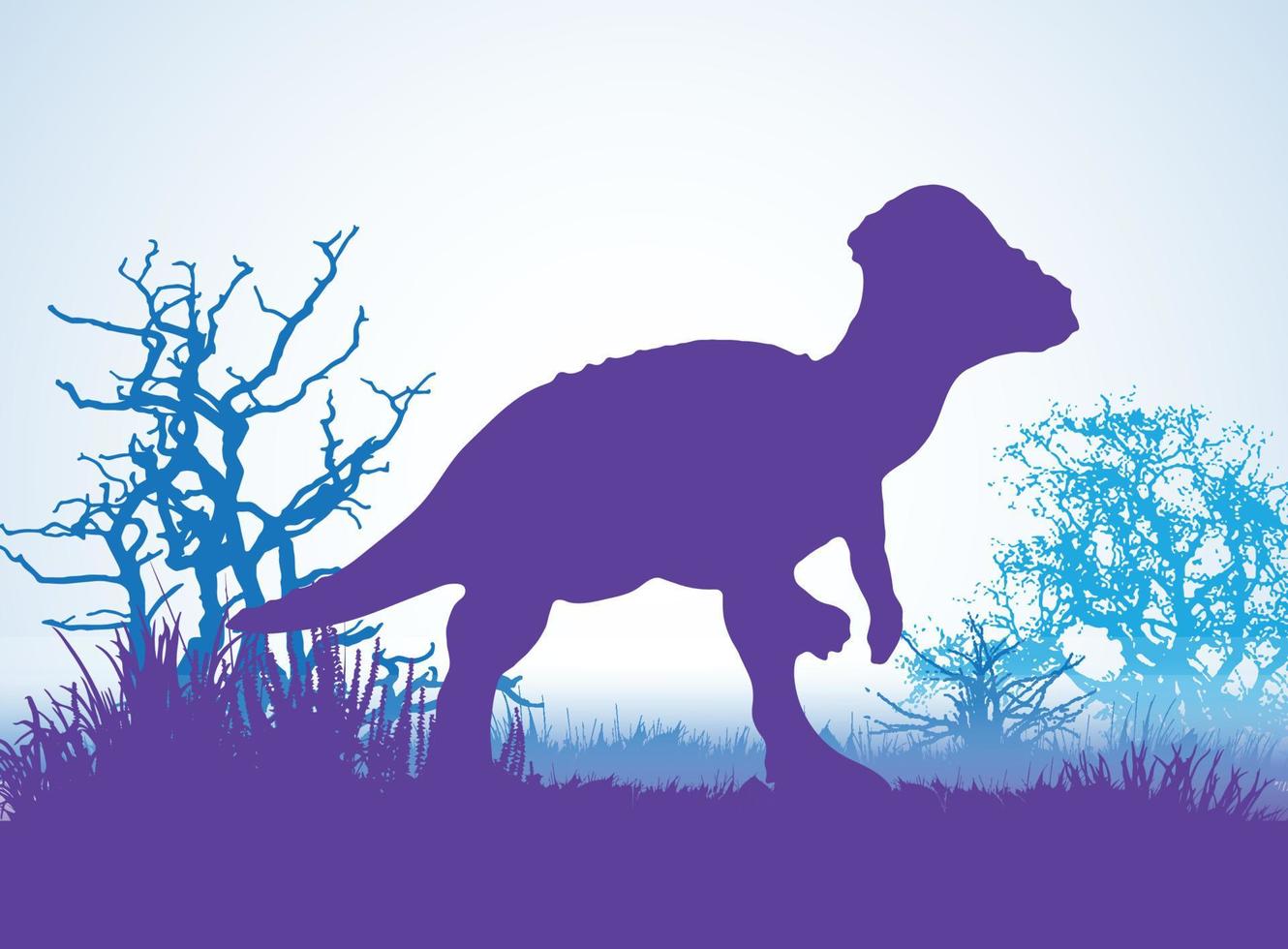Pachycephalosaurus Dinosaurs silhouettes in prehistoric environment overlapping layers decorative background banner abstract vector illustration