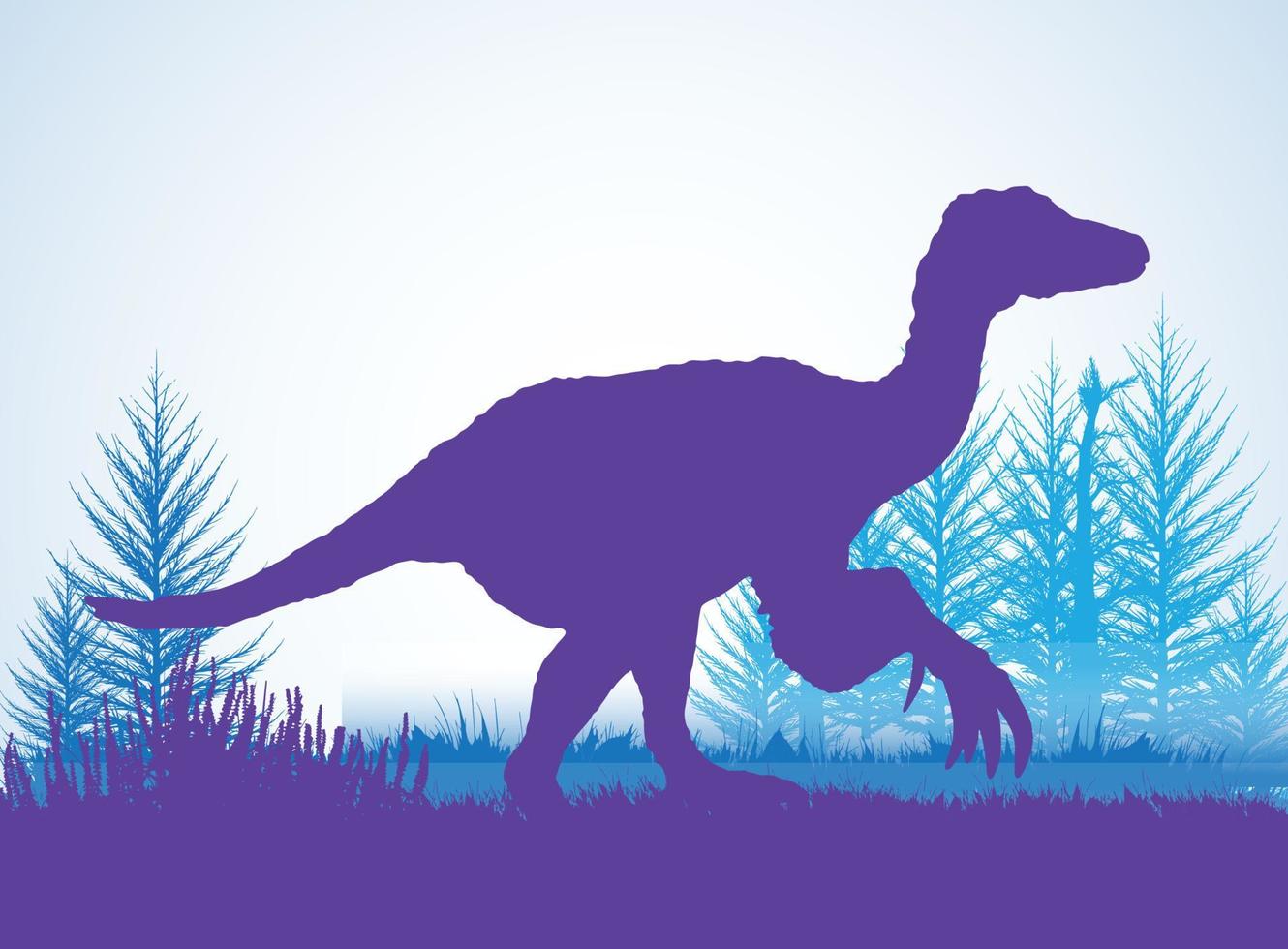 siluetas de dinosaurios therizinosaurus en un entorno prehistórico capas superpuestas fondo decorativo banner ilustración vectorial abstracta vector