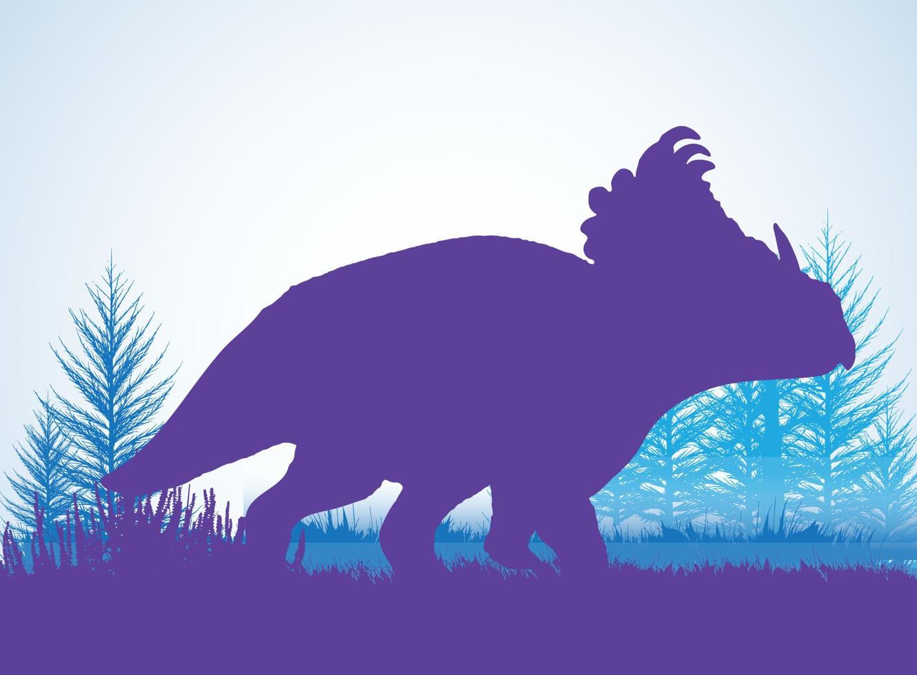 siluetas de dinosaurios sinoceratops en un entorno prehistórico capas superpuestas fondo decorativo banner ilustración vectorial abstracta vector