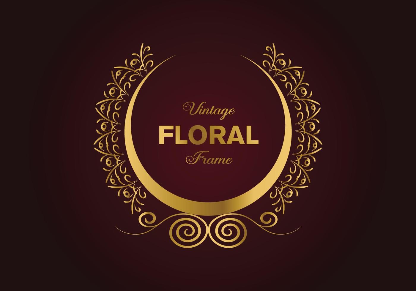 hermoso diseño de marco elegante floral dorado circular. ilustración libre. vector