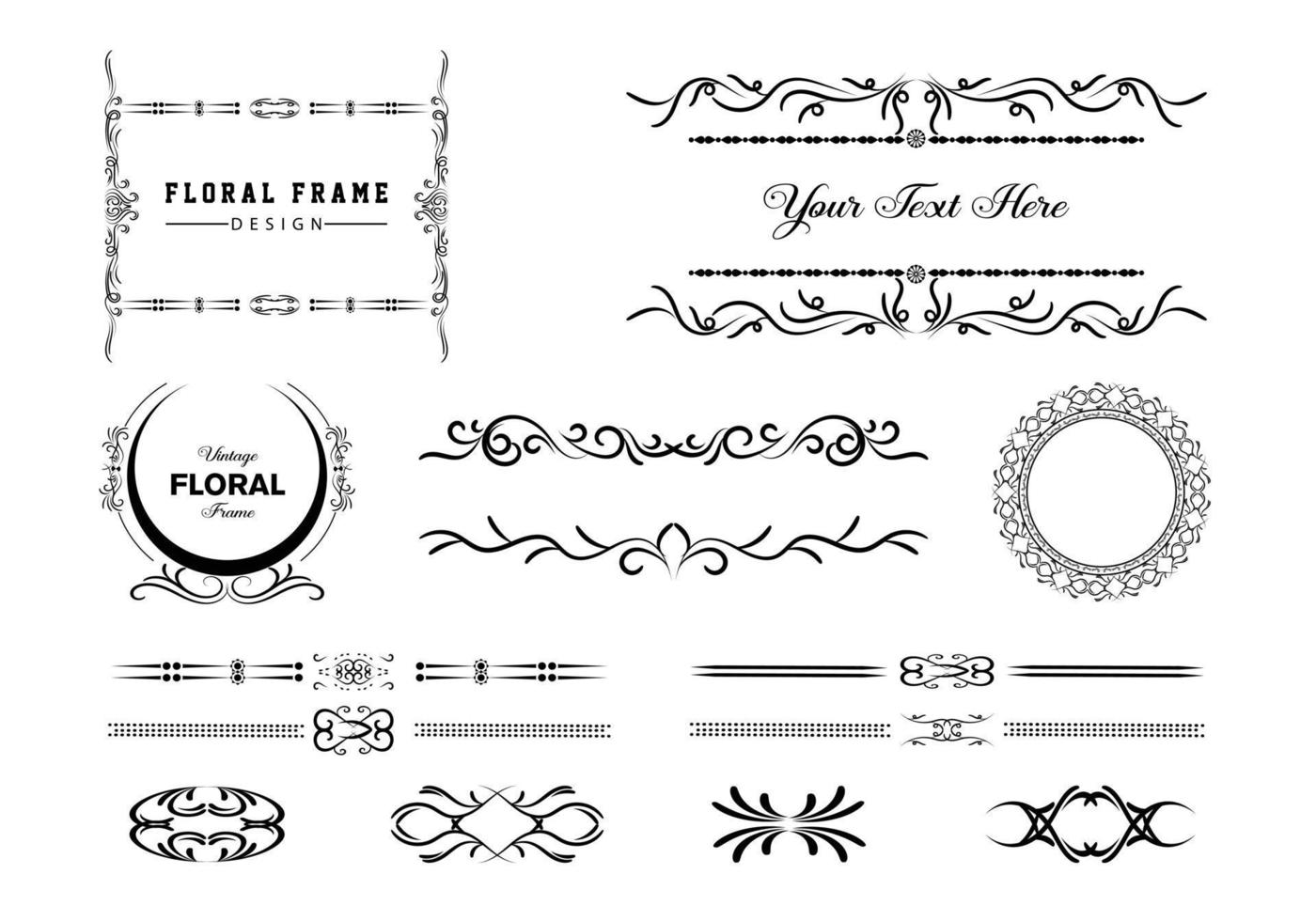 Vintage frames, dividers mega set isolated on white. Calligraphic design elements. vector