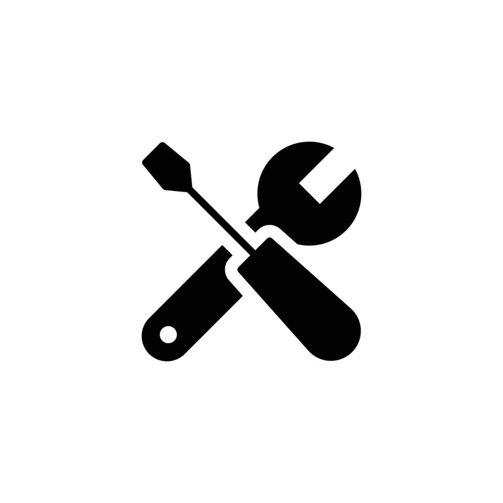 Maintenance icon. Simple solid style. Tool, wrench and screwdriver, spanner sign. Home services concept. Glyph vector illustration symbol element isolated on white background. EPS 10.