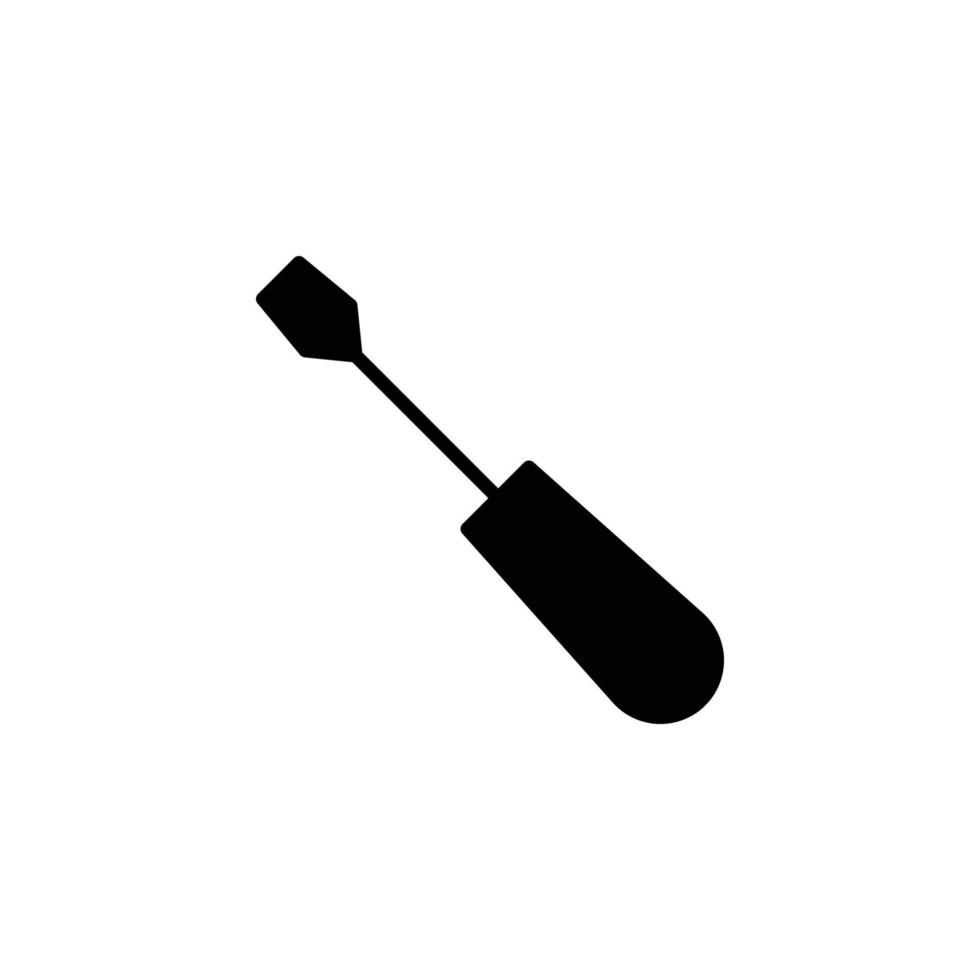 Slotted common blade screwdriver flat icon. Simple solid style. Glyph vector illustration symbol isolated on white background. EPS 10.